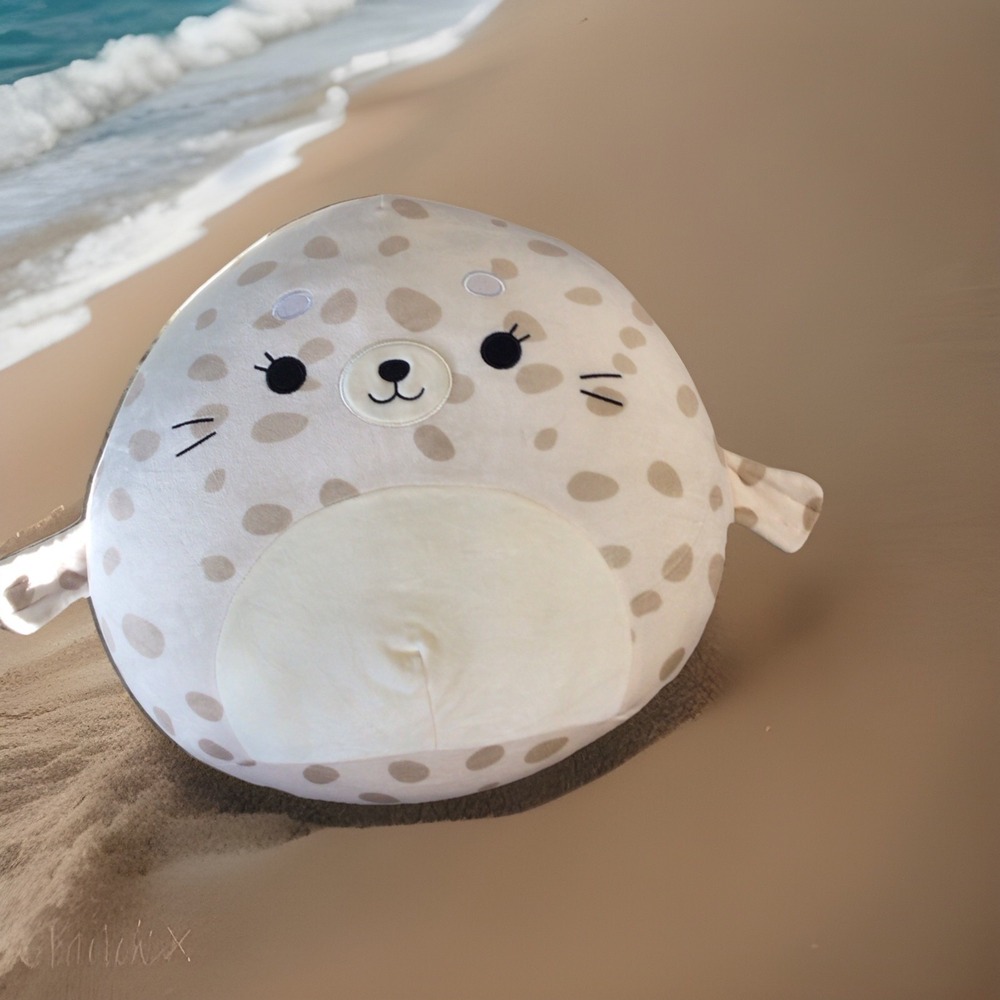 Squishmallows 14-Inch Beige Spotted Seal with White Belly Plush Lilou